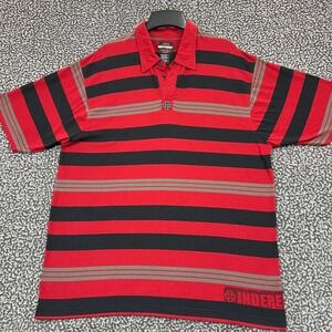 Independent Polo Shirt Men Extra Large Red Striped Short Sleeve Collared XL
